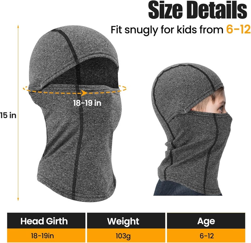 Beehow Store Kids Balaclava Ski Mask Scarf, Kids Fleece Gaiter Cold Weather Full Face Mask for Boys & Girls - Black - Image 5